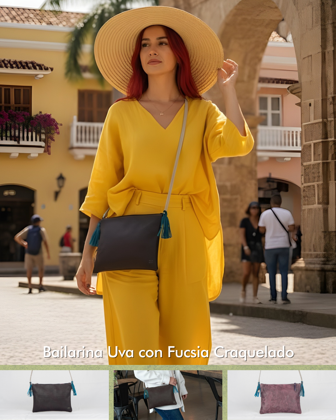 Bolso de Cuero Vintage "Bailarina" | Bandolera Retro | Hecho en Colombia