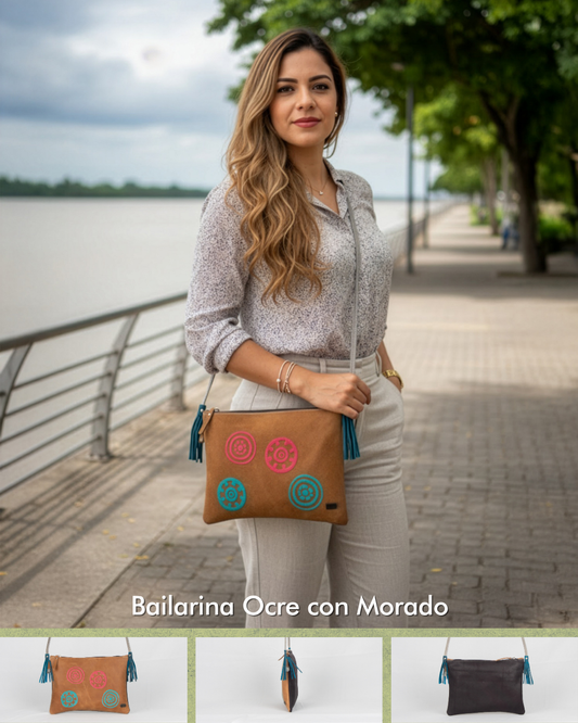 Bolso de Cuero Vintage "Bailarina" | Bandolera Retro | Hecho en Colombia