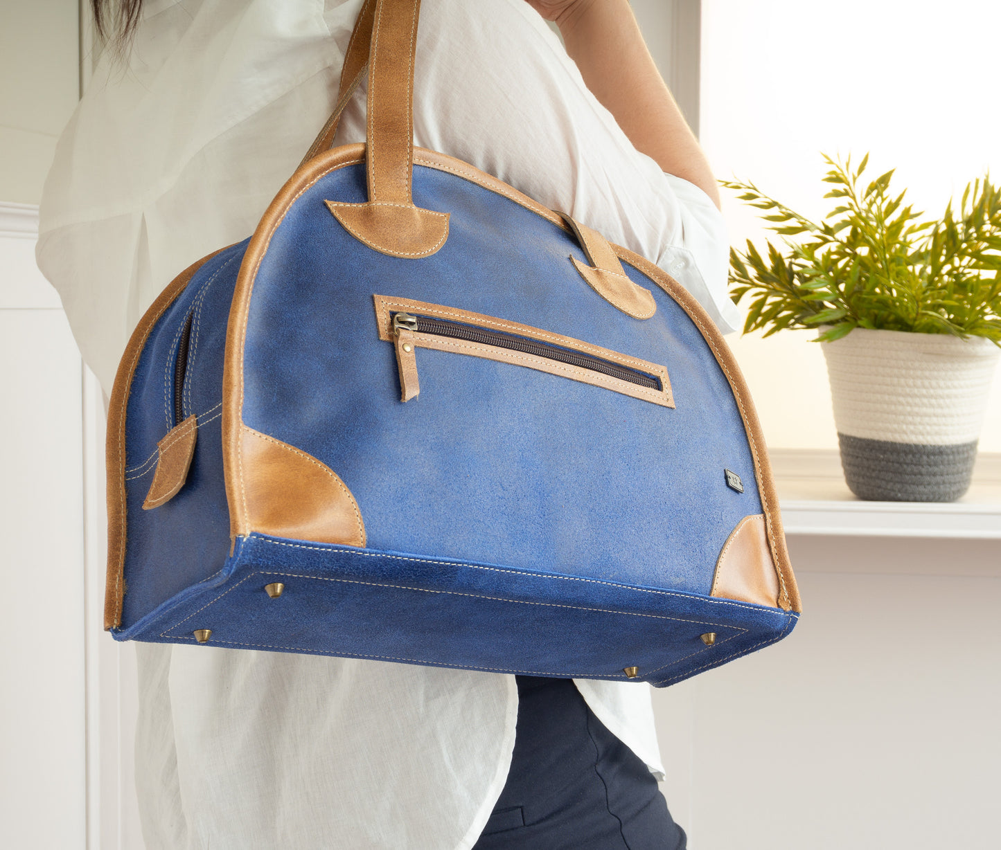 Bolichera Azul Celeste con Ocre