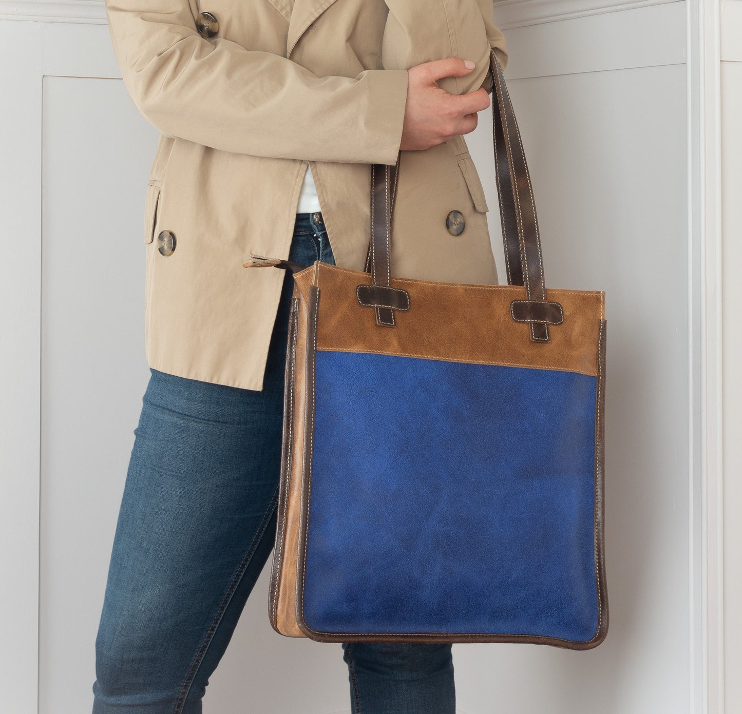 Isa Azul Celeste con Ocre y Canela