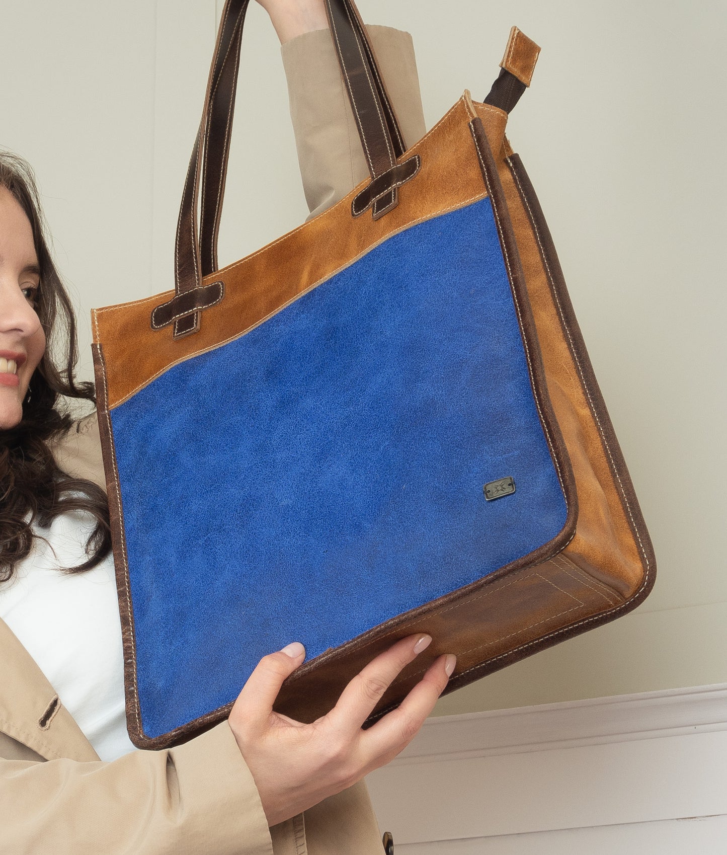 Isa Azul Celeste con Ocre y Canela