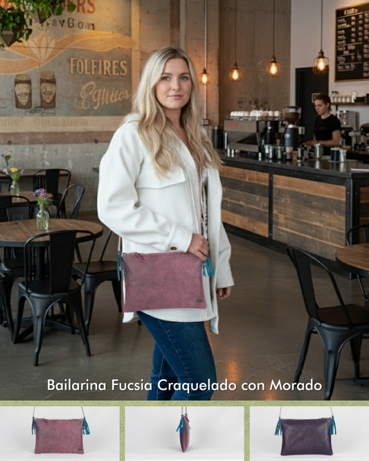 Bolso de Cuero Vintage "Bailarina" | Bandolera Retro | Hecho en Colombia