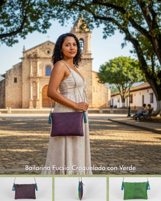 Bolso de Cuero Vintage "Bailarina" | Bandolera Retro | Hecho en Colombia