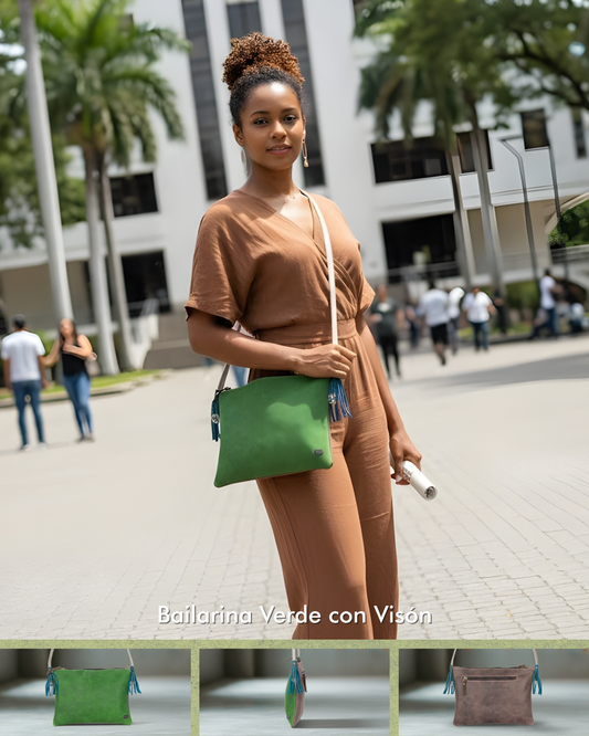 Bolso de Cuero Vintage "Bailarina" | Bandolera Retro | Hecho en Colombia